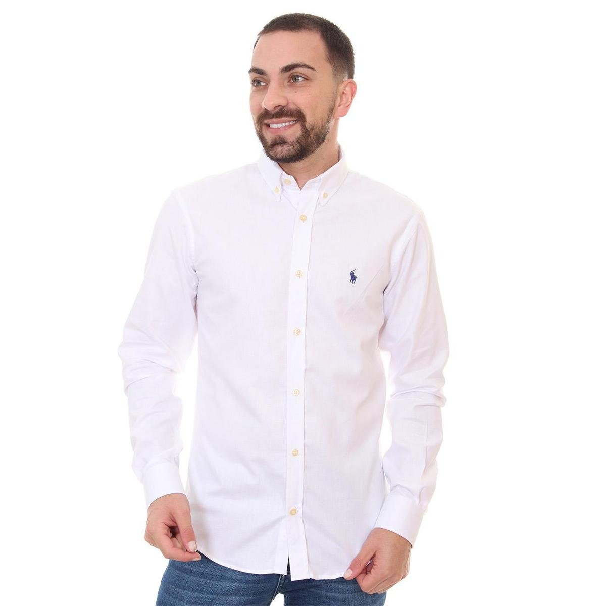 Camisa Ralph Lauren Custom Fit Oxford Masculina Menor preço em Camisa Ralph Lauren Custom Fit Oxford Masculina