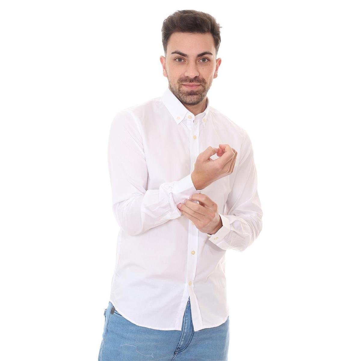 Camisa Ralph Lauren Masculina Custom Fit Classic Branca Menor preço em Camisa Ralph Lauren Masculina Custom Fit Classic Branca