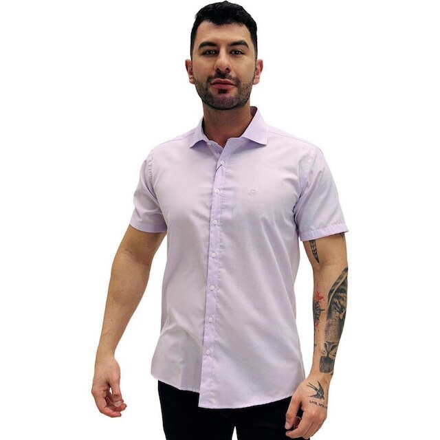 Camisa Raphy Slim Manga Curta Masculina