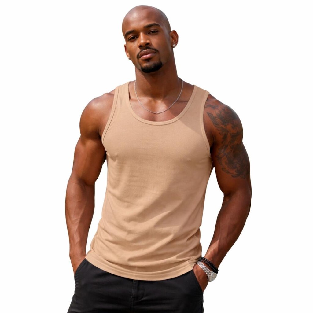 Camisa Regata Masculina de Algodão Camiseta Gola Redonda Lisa