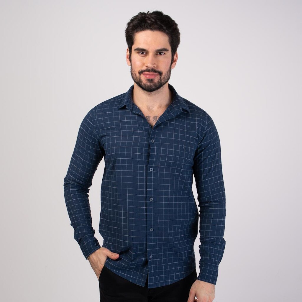 Camisa Reserva Flame Xadrez Marinho