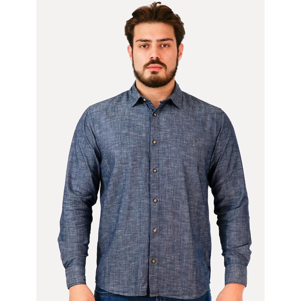 Camisa Reserva Masculina Cotton Maly Azul Índigo Mescla