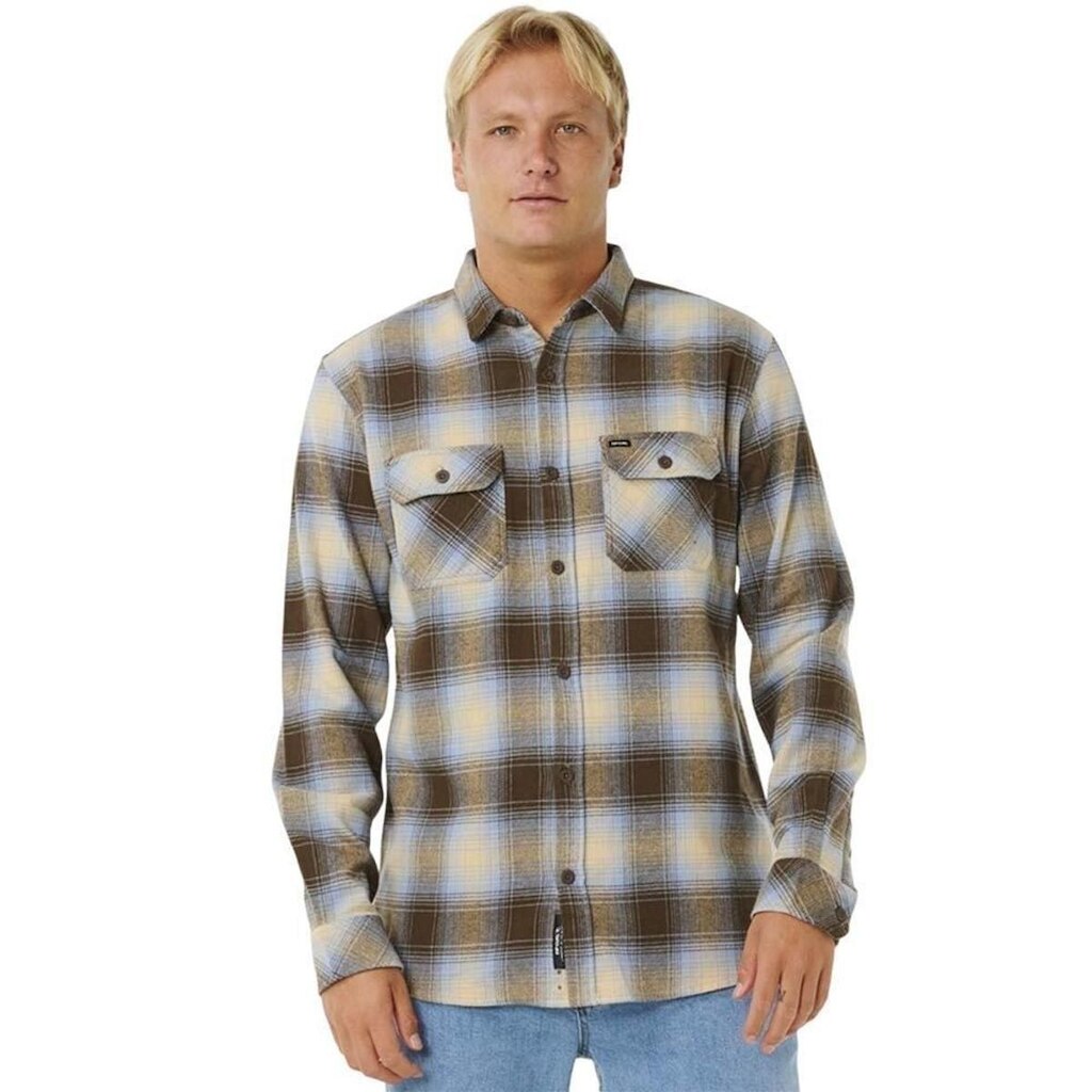 Camisa Rip Curl Count Flannel Marrom Xadrez Masculina