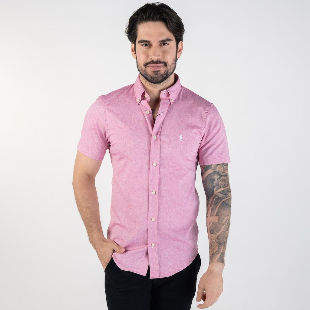 Camisa RL Oxford Manga Curta Rosa