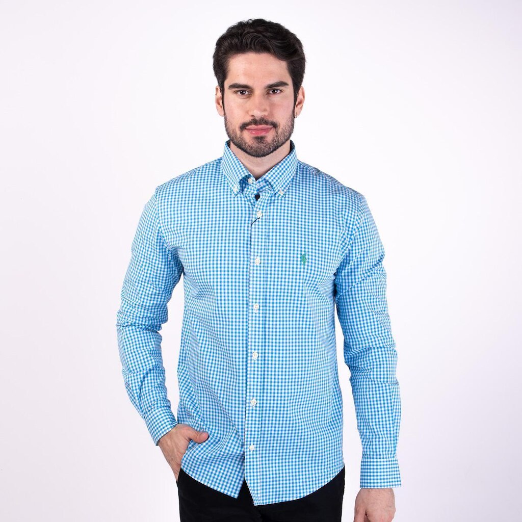 Camisa RL Xadrez Slim Fit Azul