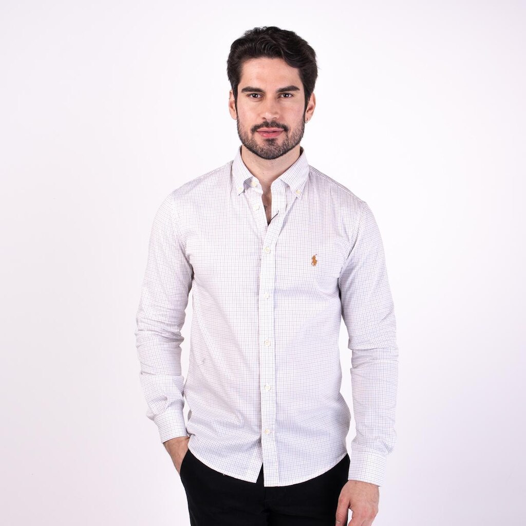 Camisa RL Xadrez Slim Fit Bege