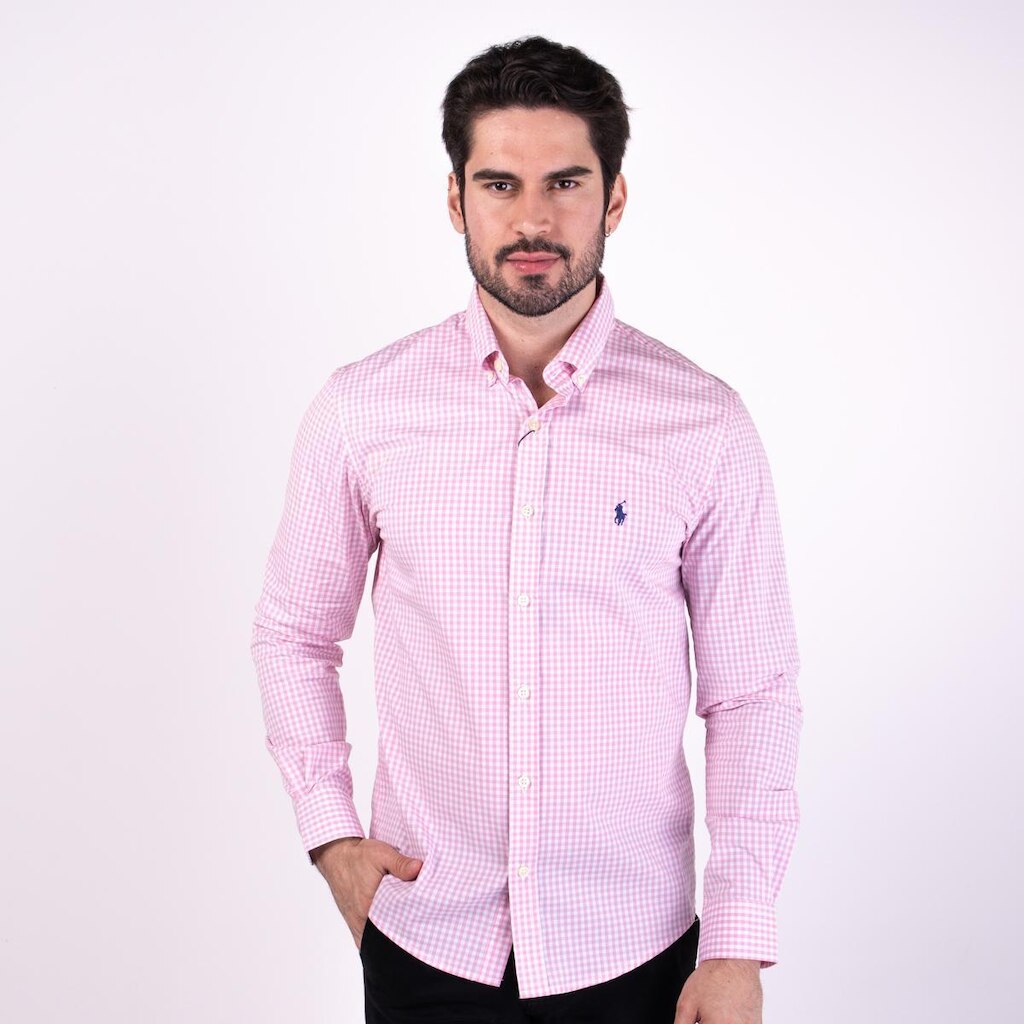 Camisa RL Xadrez Slim Fit Rosa