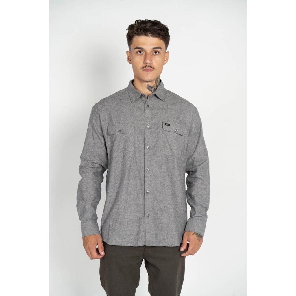 Camisa RVCA M/L Va Solid Cinza-Cinza-M