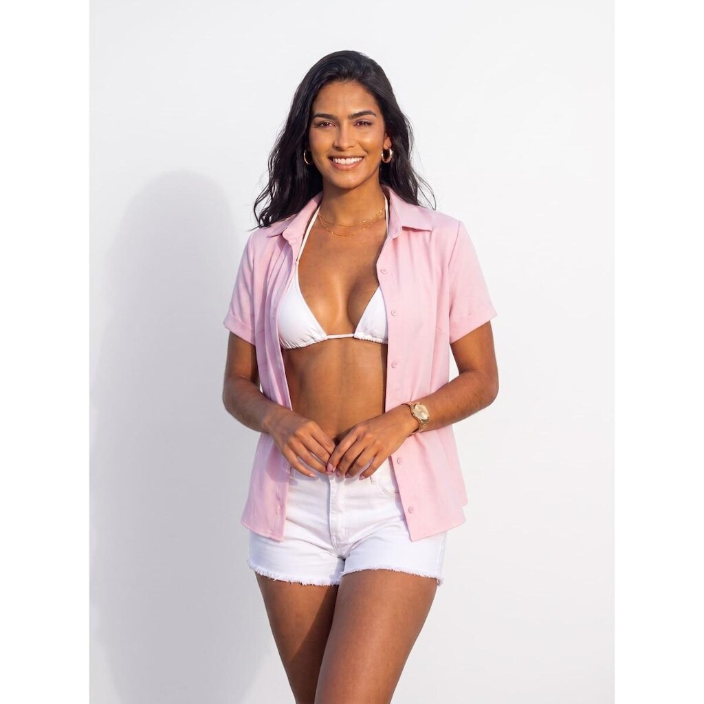 Camisa Saida de Praia Manga Curta Terceira Peça Verão