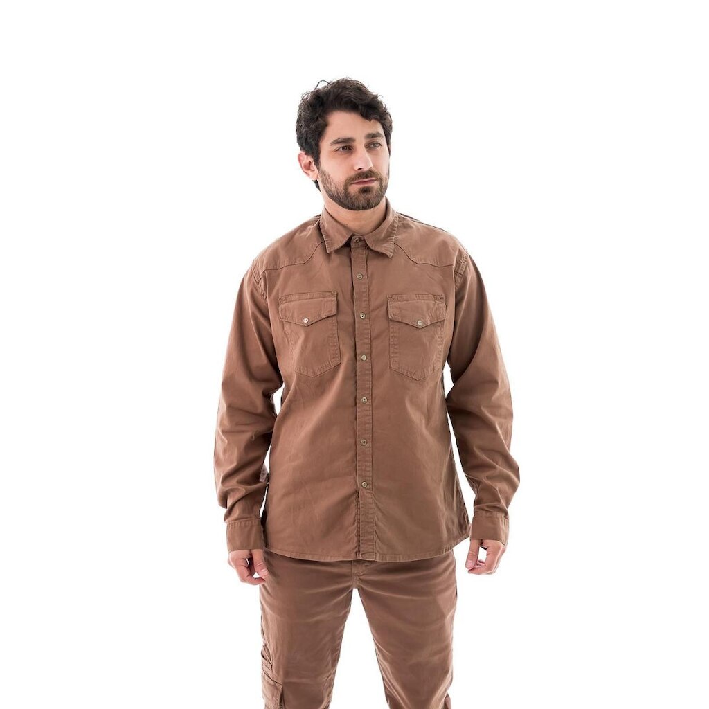 Camisa Sarja Masculina Slim Collor com Bolso