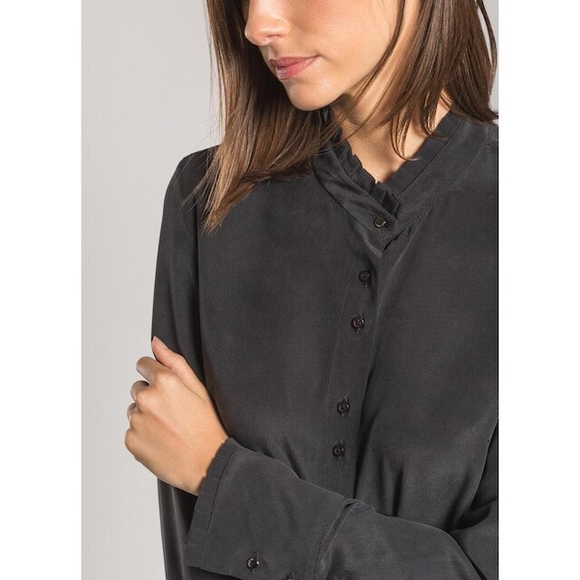 Camisa Seda Pregas Preto M