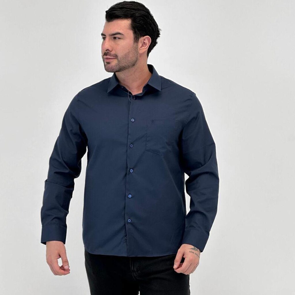 Camisa Sibra Lisa Regular Manga Longa Masculina