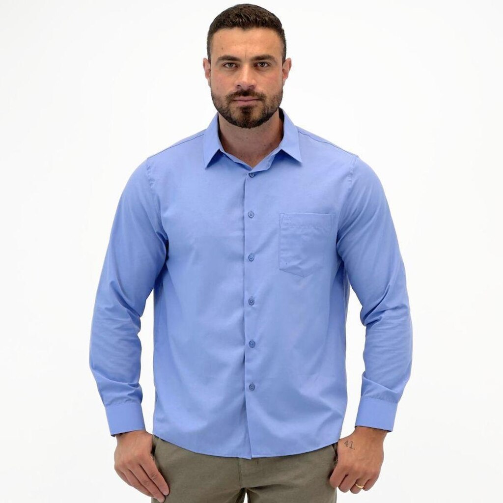 Camisa Sibra Lisa Regular Manga Longa Masculina