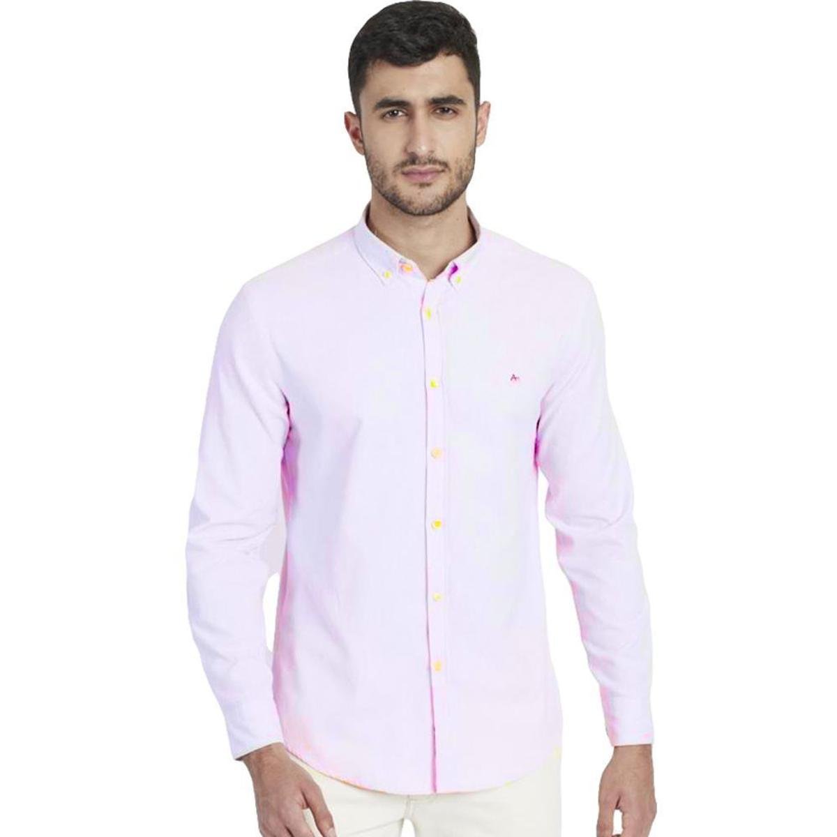 Camisa Slim Aramis Oxford Button Down Masculino - Rosa Menor preço em Camisa Slim Aramis Oxford Button Down Masculino - Rosa