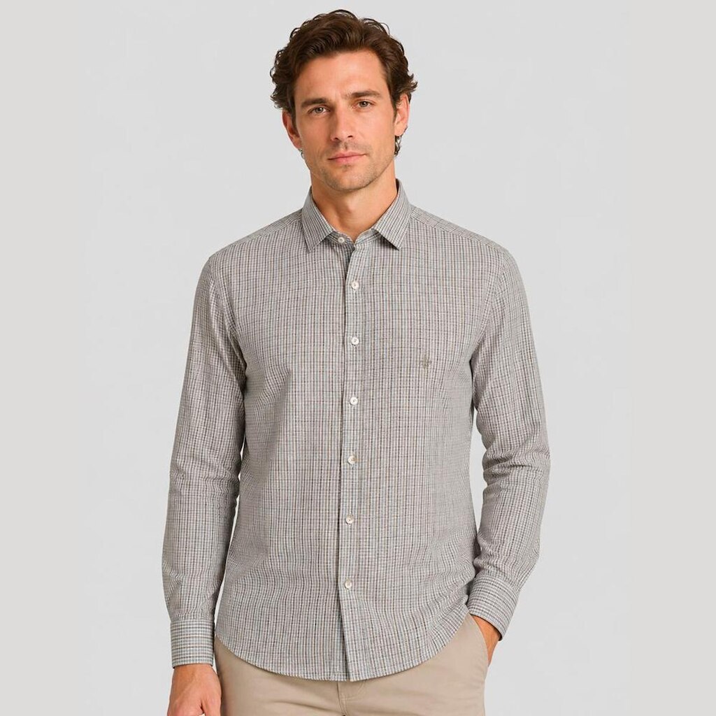 Camisa Slim Dudalina Slim Tricoline Xad Masculino