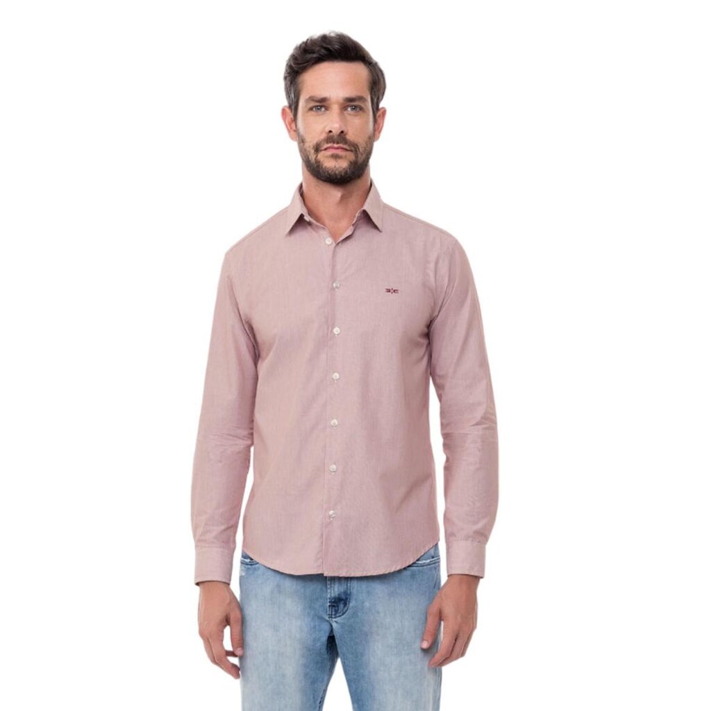 Camisa Slim Fit Hangar 33 Fio Egipcio Vermelho Brasa Tam. M