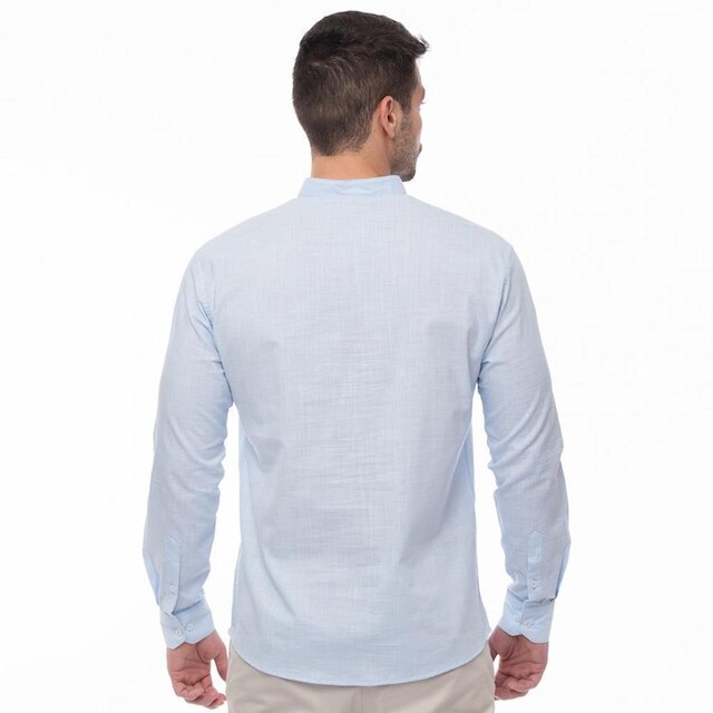 Camisa Social Bata Masculina Gola Padre Moderna Linho Casual