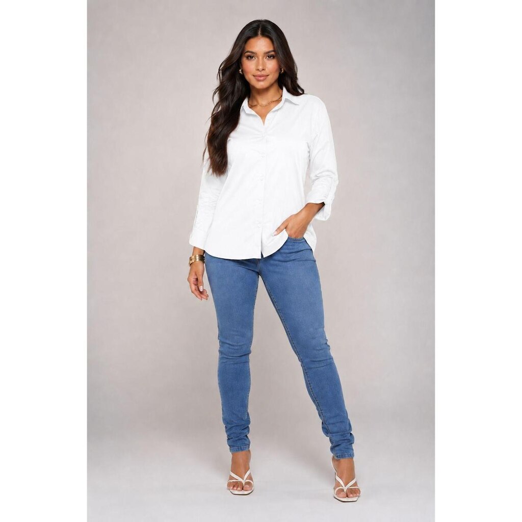 Camisa Social D Bell Outlet Fashion Manga Longa Branco