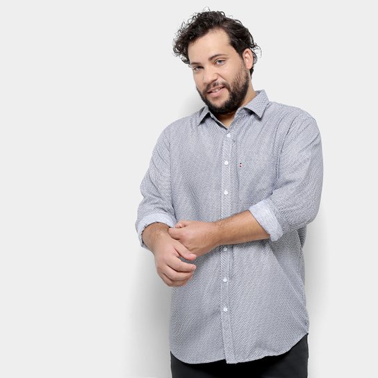 Camisa Social Delkor Plus Size Masculina - Cinza