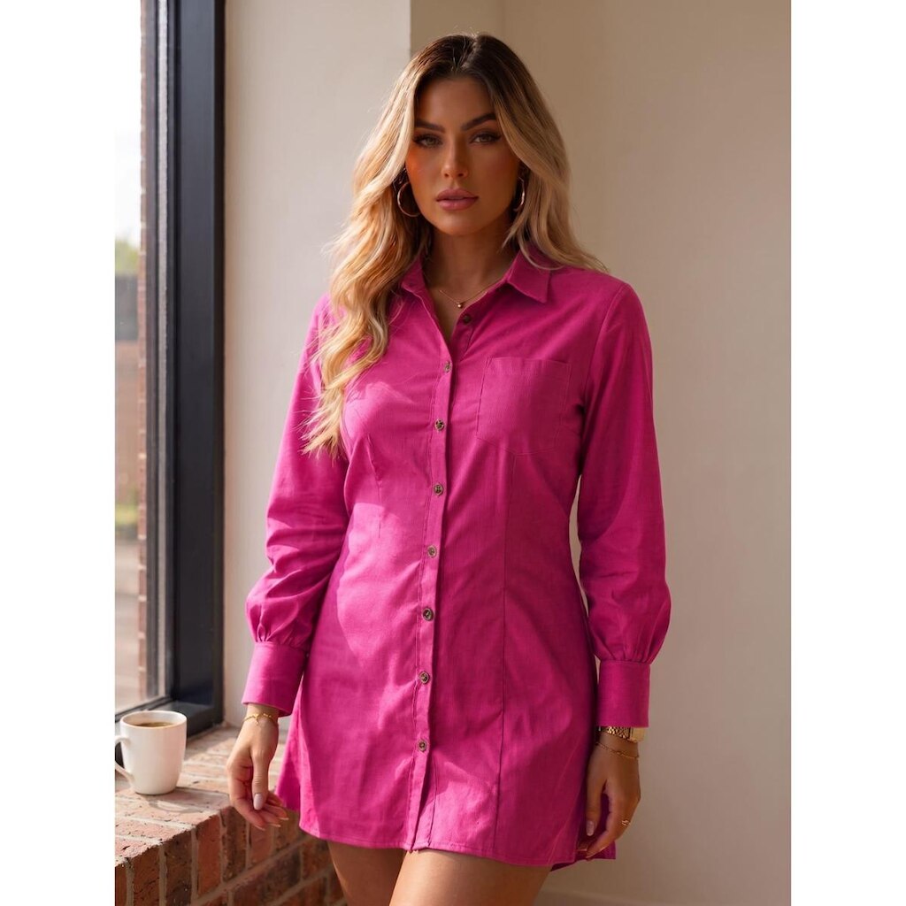 Camisa Social Feminina Chemise Vestido Saida de Praia
