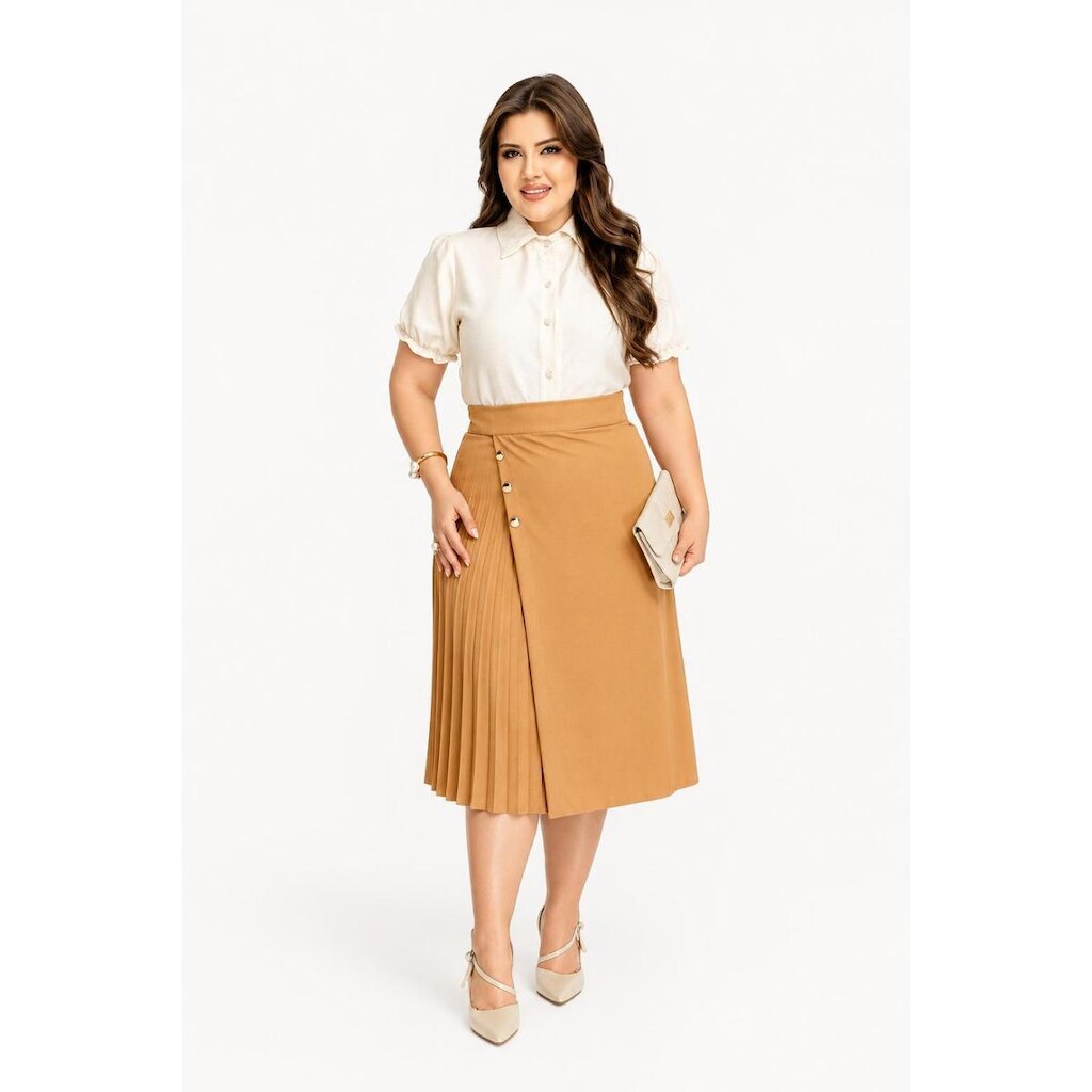 Camisa Social Feminina D Bell Outlet Fashion Gola Off White