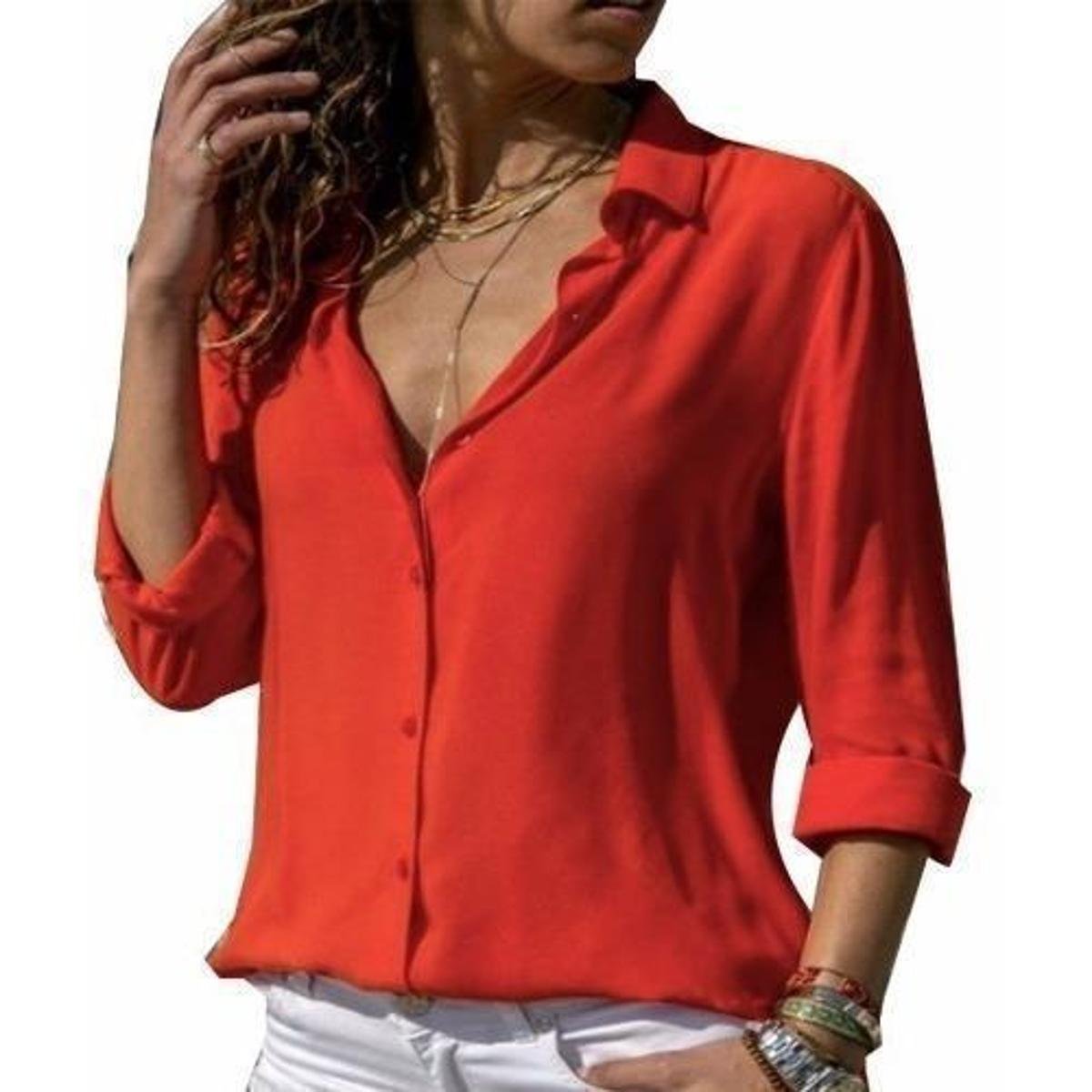 Camisa Social Feminina Lisa Cores De Verão Lançamento Menor preço em Camisa Social Feminina Lisa Cores De Verão Lançamento