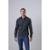 Camisa Social França Masculina Slim Manga Longa Elegante - Preto