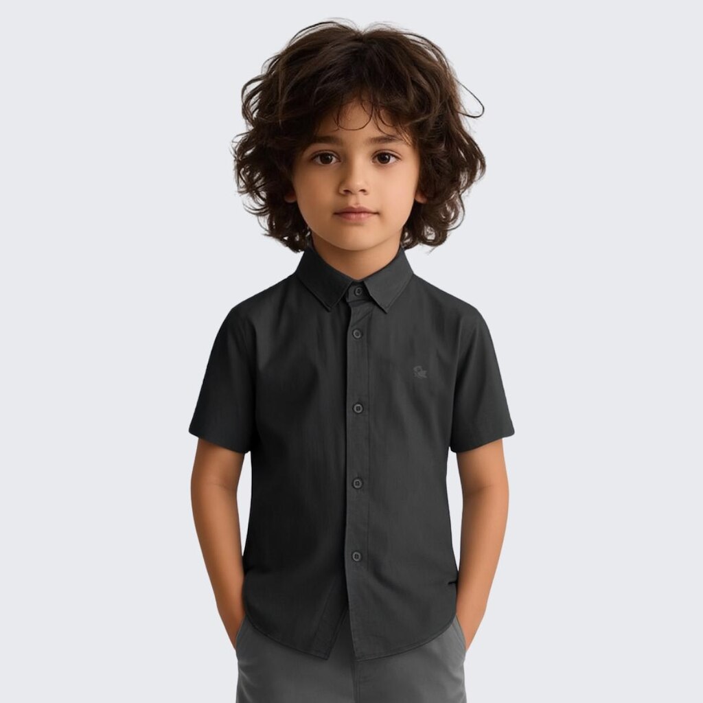Camisa Social Infantil Manga Curta Menino