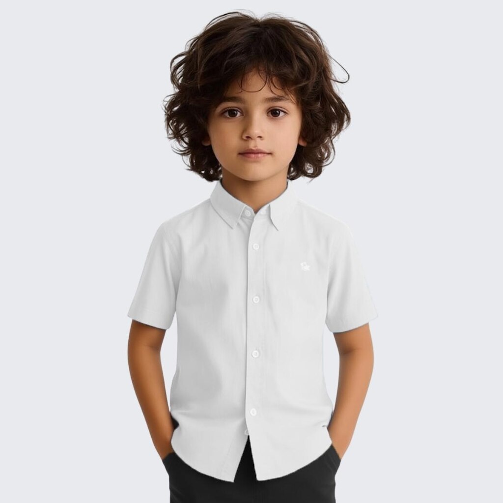 Camisa Social Infantil Manga Curta Menino