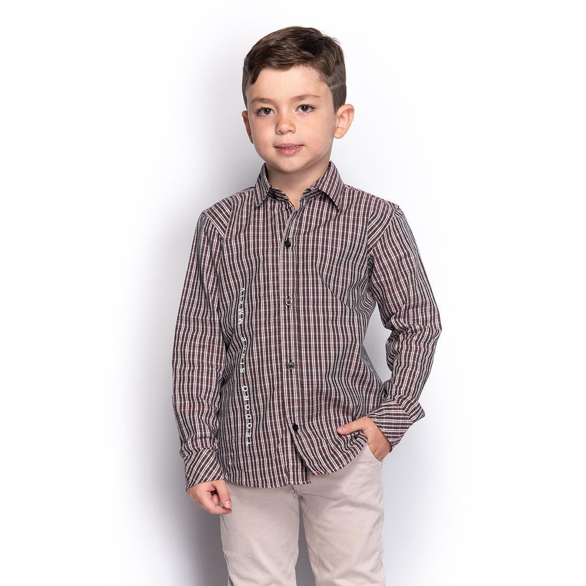 Camisa Social Infantil Masculina Manga Longa Xadrez Menor preço em Camisa Social Infantil Masculina Manga Longa Xadrez