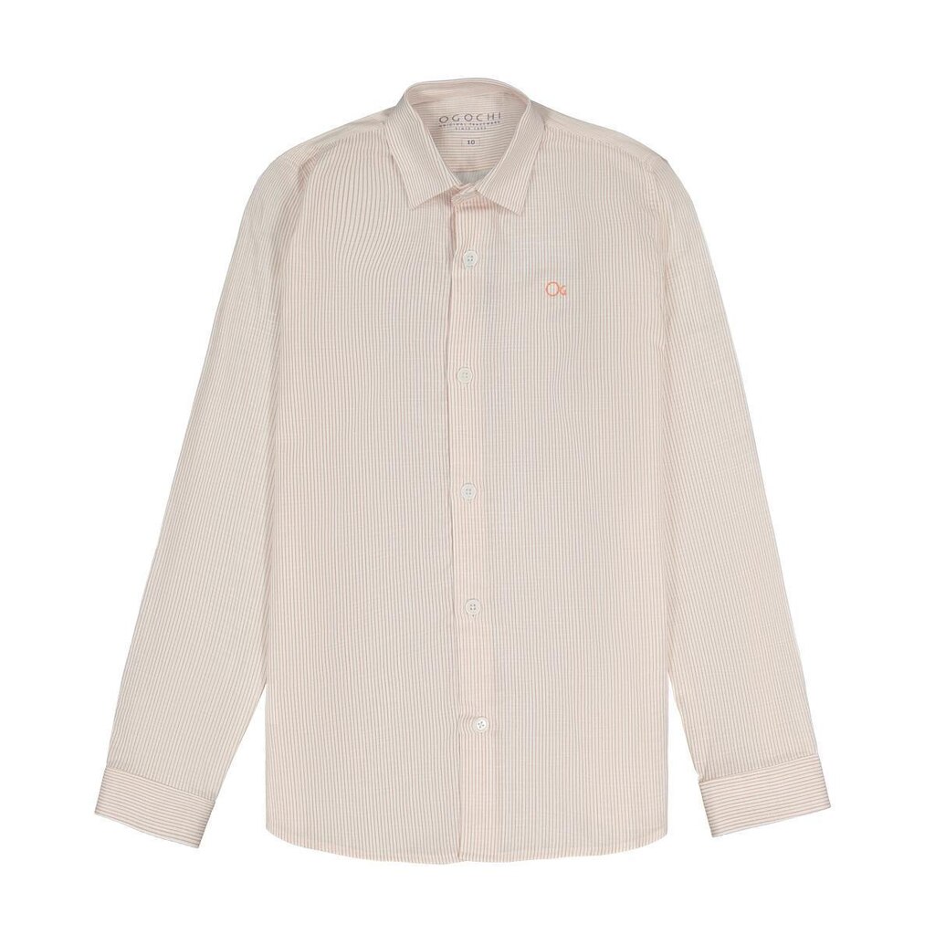 Camisa Social Infantil Menino Longa Listrada Salmão Ogochi