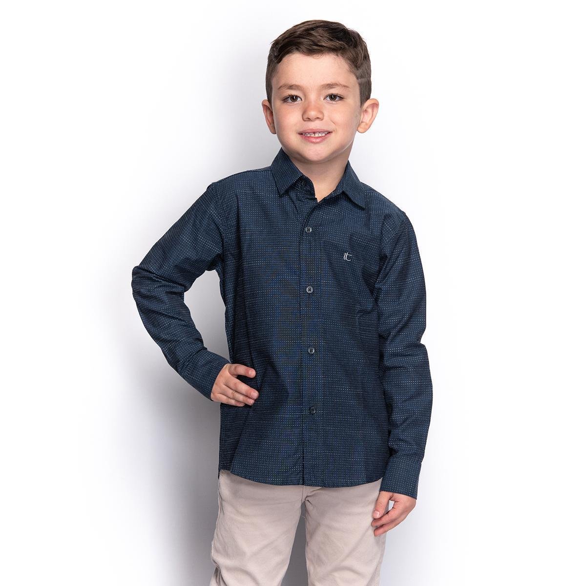 Camisa Social Infantil Menino Manga Longa Estampada Casual Menor preço em Camisa Social Infantil Menino Manga Longa Estampada Casual
