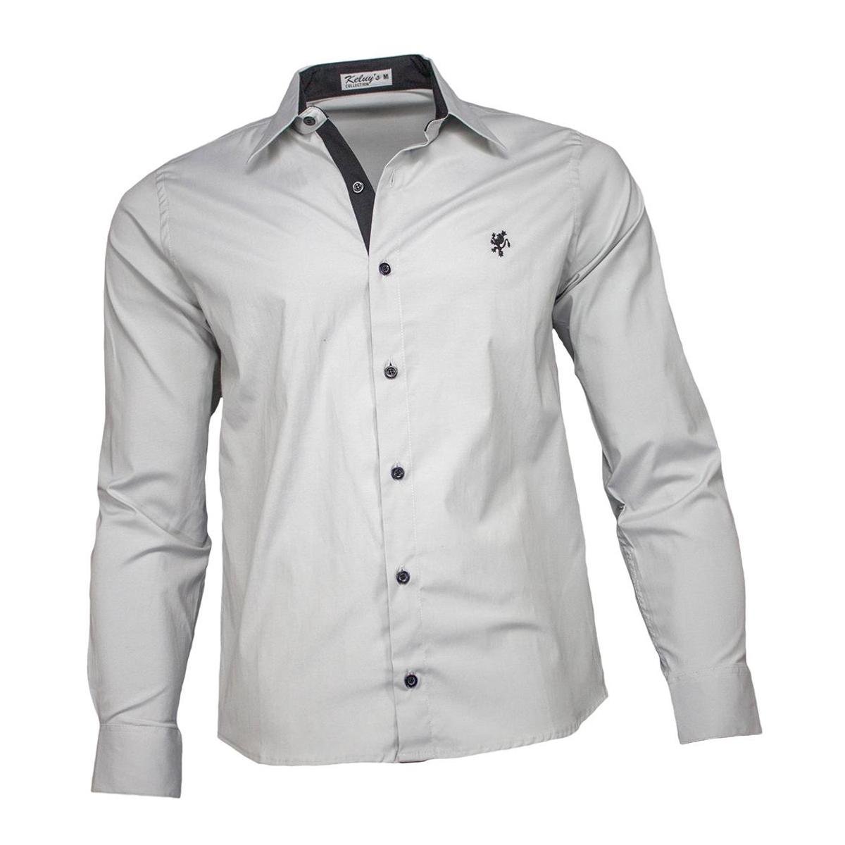 Camisa Social Kelvy'S Camisas Masculina Menor preço em Camisa Social Kelvy'S Camisas Masculina