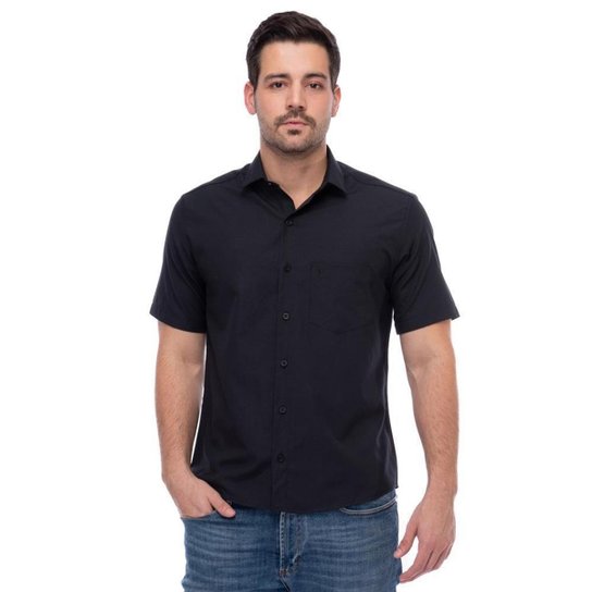 Camisa Social Manga Curta Slim Teodoro Masculina Leve