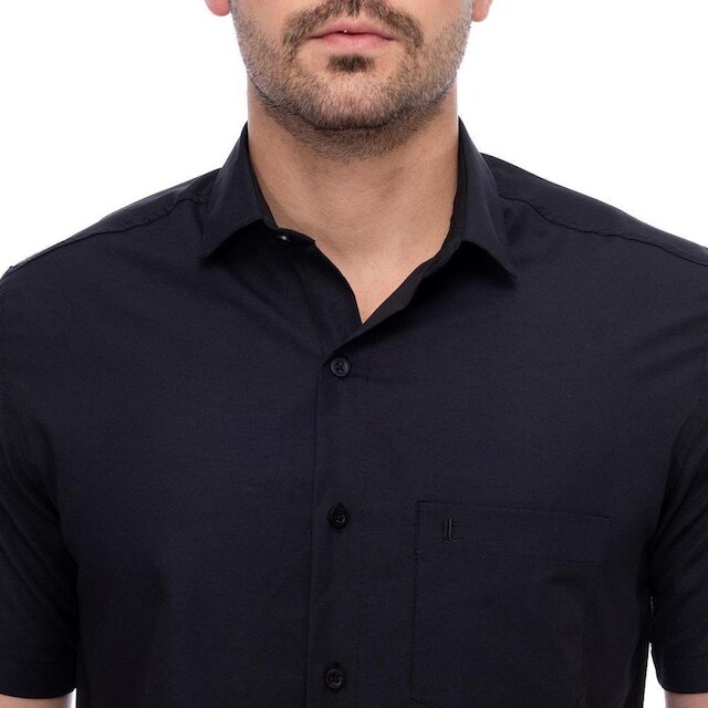 Camisa Social Manga Curta Slim Teodoro Masculina Leve