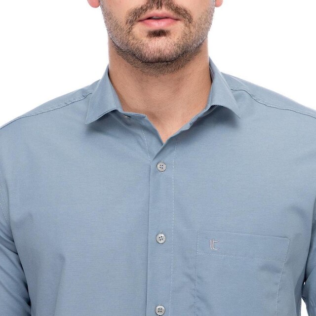 Camisa Social Manga Curta Slim Teodoro Masculina Leve