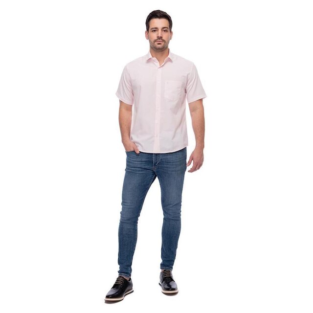 Camisa Social Manga Curta Slim Teodoro Masculina Leve