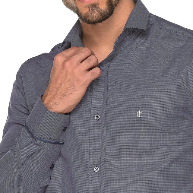 Camisa Social Manga Longa Algodão Nobre Estampada Moderna