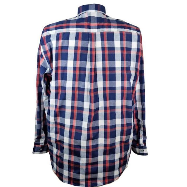 Camisa Social Manga Longa Azul Xadrez Plus Size
