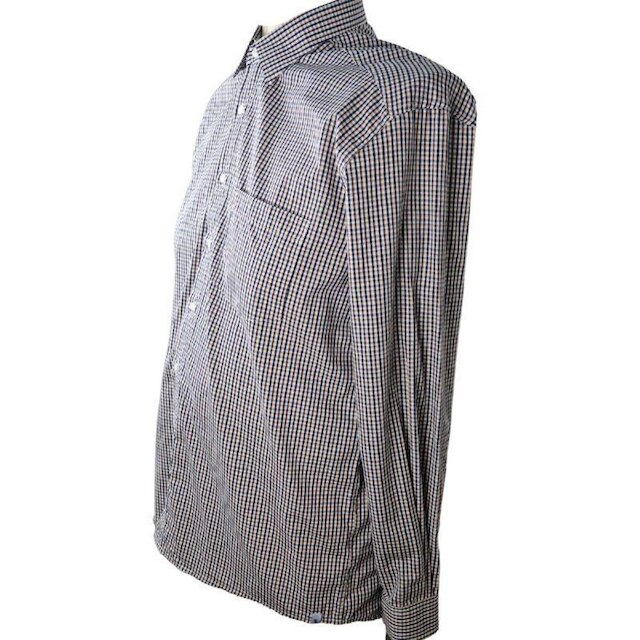 Camisa Social Manga Longa Bege Xadrez Plus Size