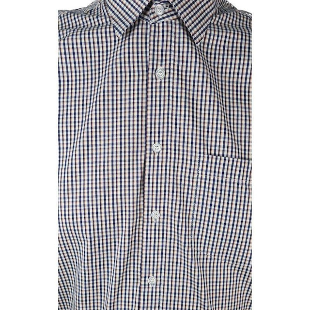 Camisa Social Manga Longa Bege Xadrez Plus Size
