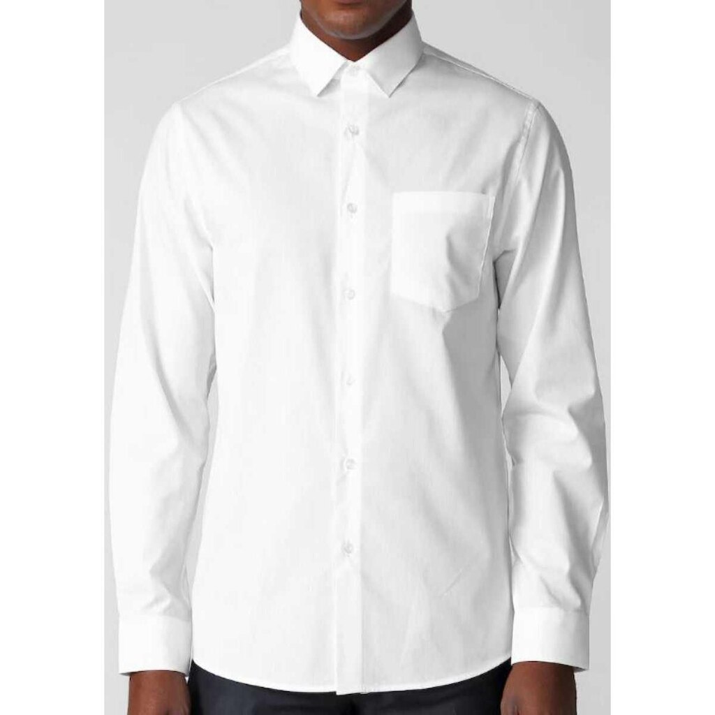 Camisa Social Manga Longa Branca Com Bolso