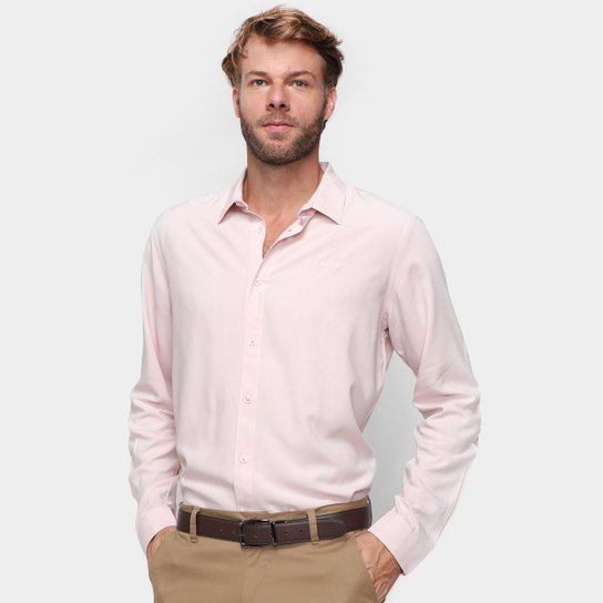 Camisa Social Manga Longa Colcci Relax Masculina - Rosa