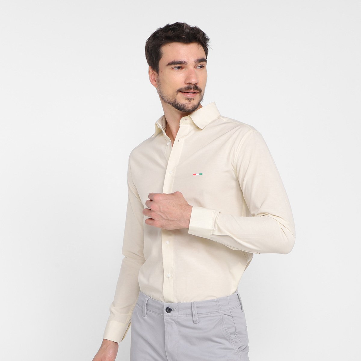 Camisa Social Manga Longa Milano Masculina - Bege é ruim? Camisa Social Manga Longa Milano Masculina - Bege é boa?