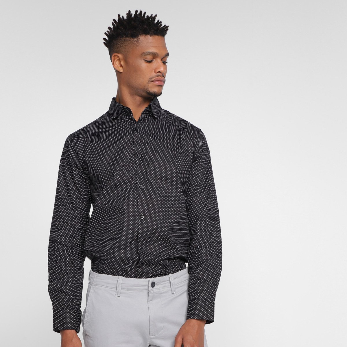 Camisa Social Manga Longa Milano Poá Masculina - Preto é ruim? Camisa Social Manga Longa Milano Poá Masculina - Preto é boa?