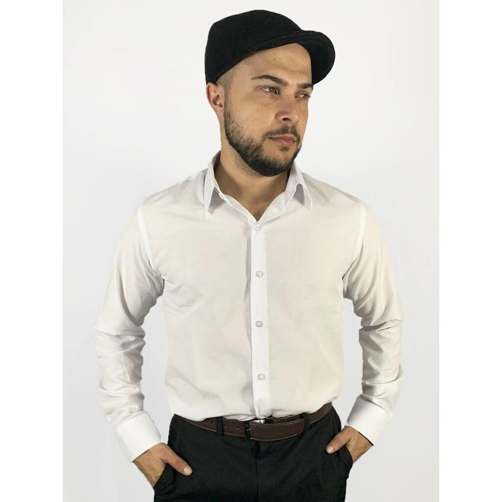 Camisa Social Manga Longa Slim Branca