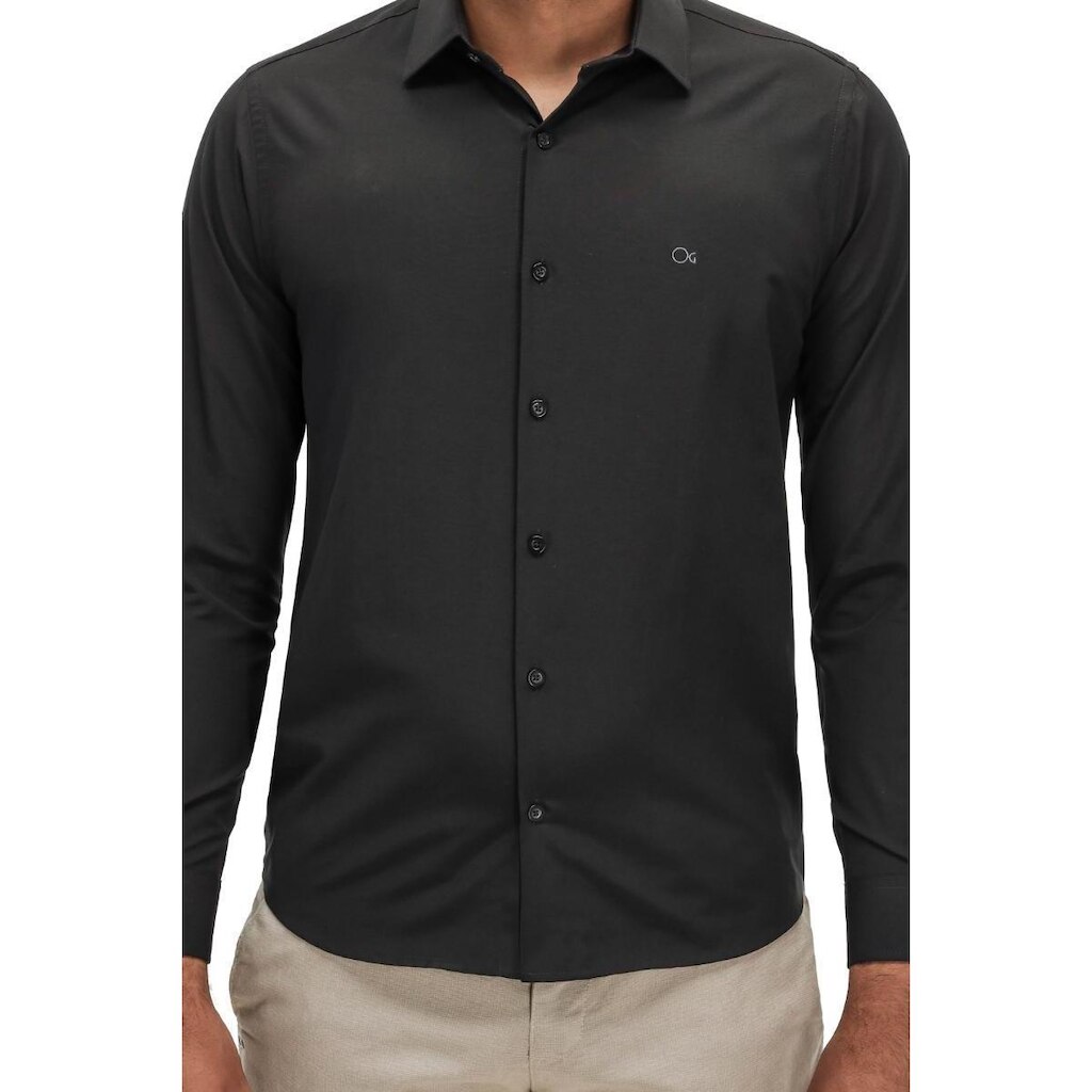 CAMISA SOCIAL MANGA LONGA SLIM MASCULINA OGOCHI REF:001520072