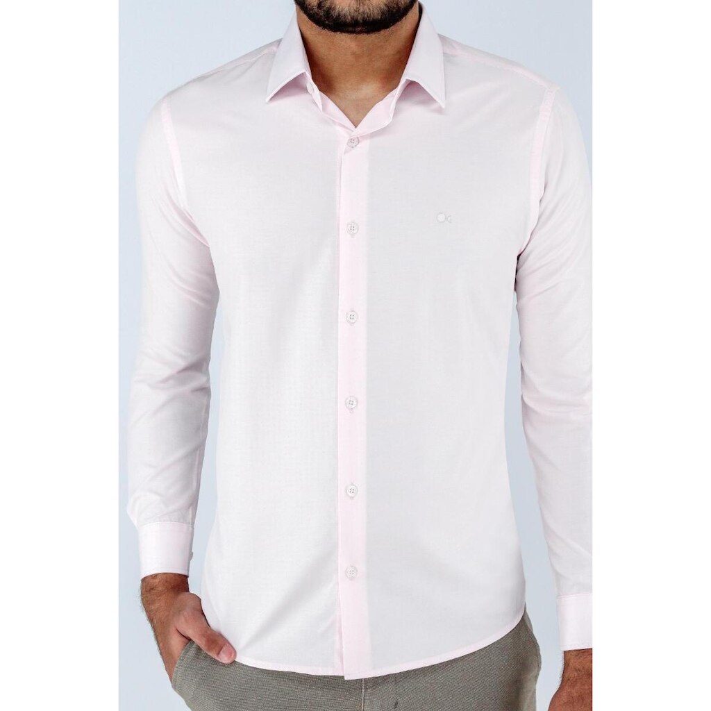 CAMISA SOCIAL MANGA LONGA SLIM MASCULINA OGOCHI REF:001520072