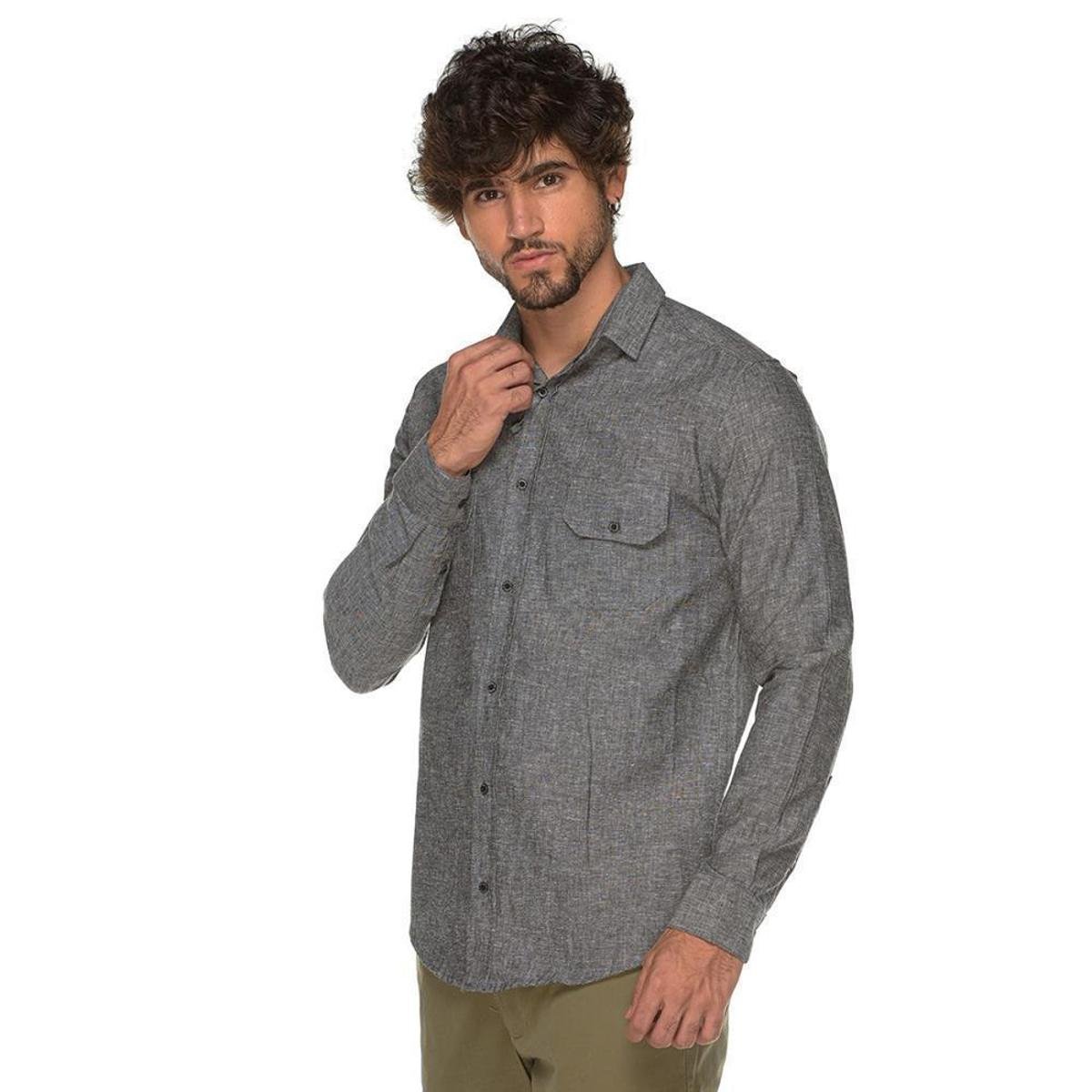 Camisa Social Manga Longa Slim Masculino Linho Lisa Jovem Menor preço em Camisa Social Manga Longa Slim Masculino Linho Lisa Jovem