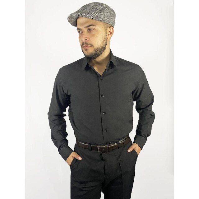 Camisa Social Manga Longa Slim Preta